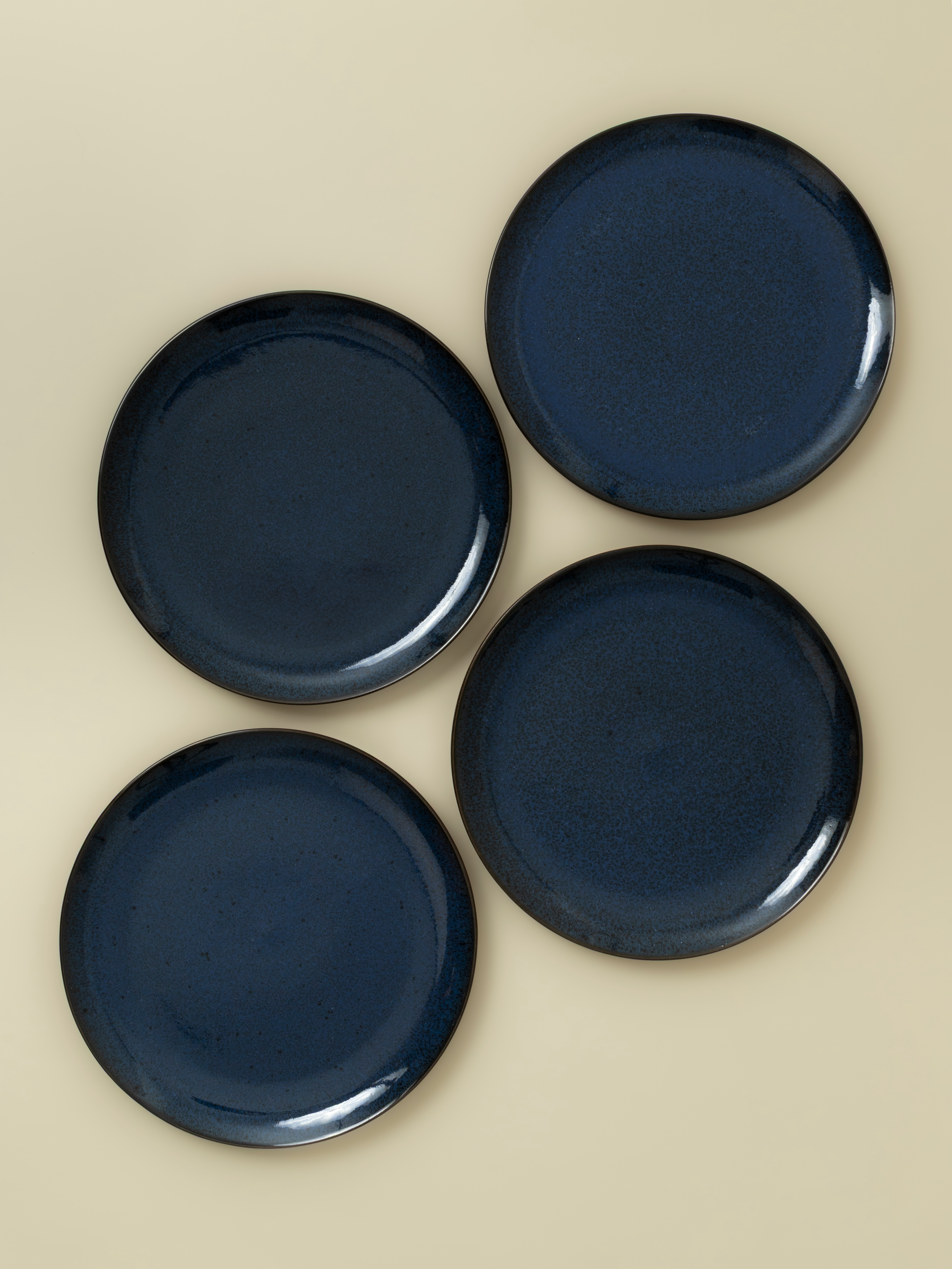 Set of 6 Dinner Plates — Flower Seeds Indigo blue
